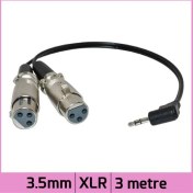 Resim Ti-Mesh Sağ/Dik Açılı 3.5Mm Mini Stereo 2 Xlr Dişi Y Ses Kablosu - Siyah - 3M 