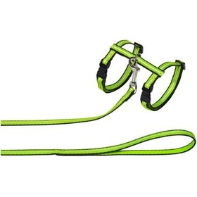 Resim Pet Style Reflektörlü Fosforlu Kedi Göğüs Tasması Yeşil 