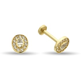 Resim Oval Taşlı Altın Tragus Piercing 