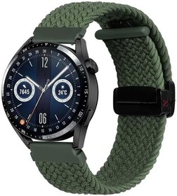 Resim Sneezy Huawei Watch GT 3 Elegant Active 42mm İle Uyumlu 20mm FiberLink Manyetik Tokalı Kumaş Örgü Kordon Haki 