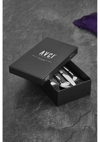 Resim Avcı Pera 24 Parça Çatal Kaşık Bıçak Takımı 18-10 Paslanmaz Çelik Gümüş 