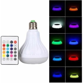 Resim Moda Shop Kumandalı Rgb LED Işık Bluetooth Hoparlör Ses Lambası Renkli Ampul Aksesuar 