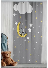 Resim Sevimli Uyuyan Fil Çift Kanatlı Çocuk Odası Fon Perde 