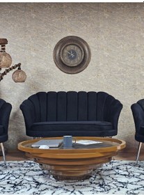 Resim Zafir İstiridye Takım Krom Kaplama Sivriltme Ayak Çay Seti Koltuk Takımı Siyah 