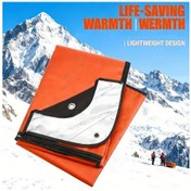 Resim Elmpaly 1 Adet Portakal Rengi Yalıtımlı Acil Battaniye Rüzgar Geçirmez 3 Katmanlı Turuncu 