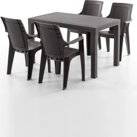 Resim Efes 4 Kişilik Rattan Masa Sandalye Takımı Kahve Kahve 