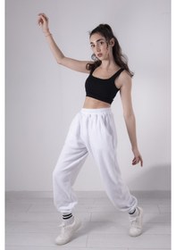 Resim Kadın Erkek Beyaz Cepli Paçası Lastikli Polar Eşofman Altı Beyaz 