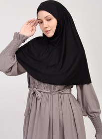 Resim manolyaşal islamic hijab Pratik Eşarp Peçeli-peçesiz Hazır Türban Sufle Siyah 