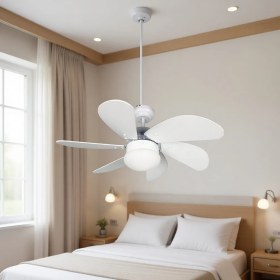 Resim Taflan L36009 Rc Beyaz Aydınlatmalı Uzaktan Kumandalı Tavan Vantilatörü 80 cm Ahşap Malzeme ile 6 Kanatlı 