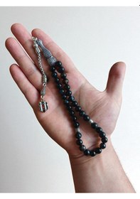 Resim Beşiktaş Siyah Akik Doğaltaş Tespih 