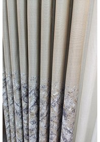 Resim Lina Keten Dokuma Fon Perde Bej Gri Renk Desenli Gri 