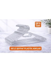 Resim 36 Adet Şeffaf Plastik Elbise Askısı Dayanıklı, Kalın Gövdeli, Kaymaz Tasarım Şeffaf 