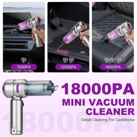 Resim Awareness Siyah Üflemeli Güçlü Vakumlu Ev Ofis Araç Süpürgesi 18000PA Güçlü El Süpürgesi Şarjlı Çok Fonksiyon 