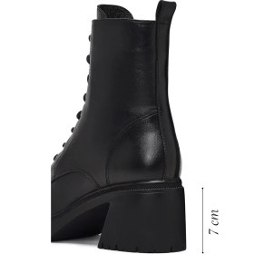 Resim Derimod Kadın Siyah Fermuarlı Kalın Topuklu Deri Postal Bot 25WFD230618 