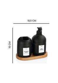 Resim Cool 3 Parça Stantlı Banyo Aksesuar Seti - Siyah Çok renkli 