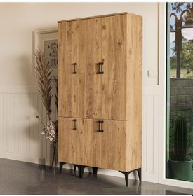 Resim Set 5103-5104 Inca 6 Kapaklı 5 Askılı Raflı Portmanto Atlantik Çam Çam 