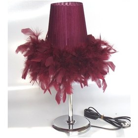 Resim Bordo Tüylü Abajur Bordo 