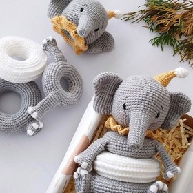 Resim Amigurumi Fil Yapboz Oyuncak 