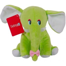 Resim Sevimli Oturan Fil Peluş Oyuncak Uyku Arkadaşı 20 Cm Yeşil 