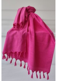 Resim Havlu Peştemal 90x175cm - %100 Pamuk Plaj & Havuz Havlusu Fuşya 