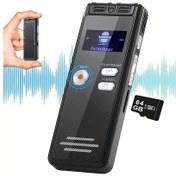 Resim Meridiangoods Black 64gb Dijital Ses Kaydedici Şarj Edilebilir 4552 Saat Yüksek Kalite Ses Kaydı Çift Mikrofonlu 