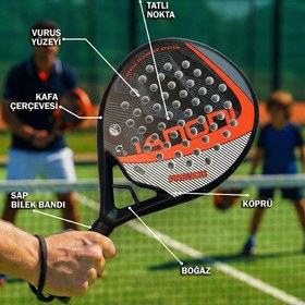 Resim Karbon Fiber Padel Raketi Kırmızı 
