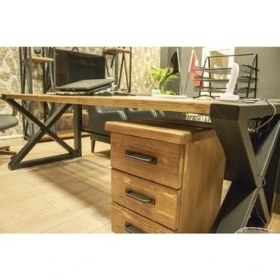 Resim Deryawood Masif Ağaç Ofis Odası Takımı Full Set-140 cm masa +keson +sehpa + konsol takım 