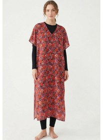 Resim Remsa Mayo Remsa Tesettür Mayo Üzerine Tasarım Tek Kaftan Pareo Rdp26 Kırmızı 