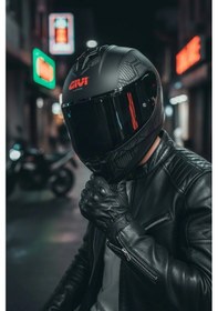 Resim Gıvı 50.x Snake Mat / 1 Renkli 1 Şeffaf Vizörlü Motosiklet Kask Siyah Vizör + Şeffaf 