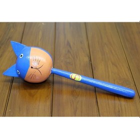 Resim Ahşap Kedili Marakas Tekli Polos:27 Çok Renkli 