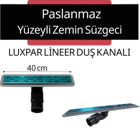 Resim Paslanmaz Izgaralı 40 cm Lineer Duş Kanalı – 50MM Çıkışlı Zemin Süzgeci | Lüxpar | Banyo Gideri 