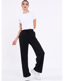 Resim Siyah-antrasit Mevsimlik Salaş Geniş Rahat Paça Yandan Cepli Kadın 2'li Eşofman Altı 001 