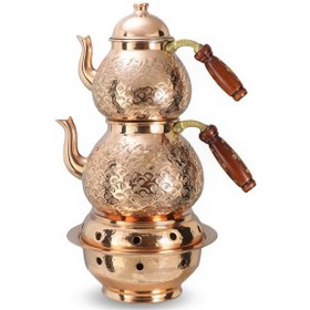 Resim Isıtıcılı Damla Keski Kırmızı Bakır Çaydanlık 