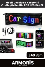 Resim Genel Markalar Yeni Taşınabilir Özelleştirilebilir Cama Yapıştırılan Mobil Uygulama Kontrollü Araç RGB LED Panel 
