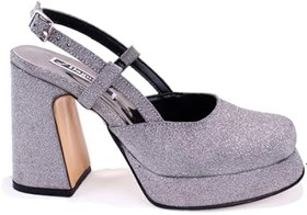Resim Dagoster DZA07-337560 Platin Simli Platform Topuklu Kadın Ayakkabı 