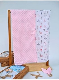 Resim Nohut Desenli%100 Pamuklu Çift Katlı Bebek Battaniyesi - 85x85 cm Kız/Erkek Kundak & Mevsimlik Örtü Pembe 