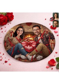 Resim Bk Gift Kişiye Özel Sevgili Karikatürlü Yuvarlak Puzzle 20x20cm -1, Sevgililer Günü Hediyesi, Sevgiliye Hediye Kobitmeyencom36154 Bk Gift 