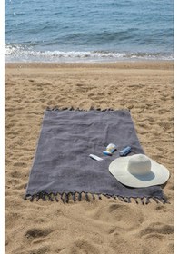 Resim Coastline Antrasit Çift Tarafı Bukle 100x180 Cm Boyasız %100 Organik Pamuk Saçaklı Plaj Havlusu Antrasit 