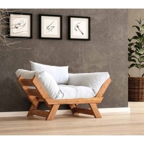 Resim Woodesk Adalar Masif Tik-Kırık Beyaz Renk Berjer CPT8151-140 