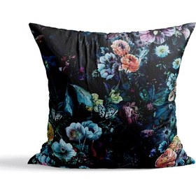 Resim Dark Flowers - Çiçekli Çift Taraflı KırlentKılıfı 2 Adet 