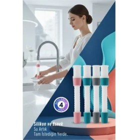 Resim Marsilyan 4 Lü Silikon Esnek Musluk Uzatıcı – 14.5 cm Lavabo ve Mutfak Batarya Başlığı 