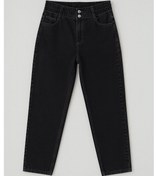 Resim Kadın Yüksek Bel Beli Lastikli Antrasit Jean Pantolon Antrasit 