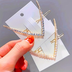 Resim 1 adet Zarif Taşlı Saç Tokası - Minimalist Font Tasarımı, Parlayan Süslemeler, Saç Üstüne Yerleştirme, Atma ve Toplama için Güvenli Tutma, Doğum Günleri, Noel ve Partiler için Mükemmel, Sevimli Saç Aksesuarları, Parti Saç Parçası, Taşlı Süslemeler 