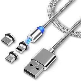 Resim Alfais 4910 Mıknatıslı 3'ü 1 Arada Manyetik USB Şarj Kablosu 