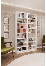 Resim Asra Trend %100 MDFLAM Beyaz Kitaplık K-09 