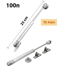 Resim TAYEM 10 Adet Gazlı Piston, Dolap Kapak Amortisörü Pistonu Kapağı Hidroliği 100N / 25-27 cm 