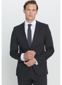Resim AC&Co / Altınyıldız Classics Erkek Siyah Slim Fit Dar Kesim Mono Yaka Takım Elbise 4A3023100061SYH566N Siyah 