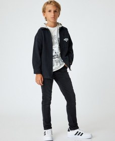 Resim Koton Kot Pantolon Ayarlanabilir Lastikli Pamuklu - Slim Jean Siyah 5wkb40008td Siyah 