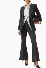 Resim Oversize Çift Düğmeli Blazer, Modern Güç-Şık Kadın Ceket - Koyu Gri / S 