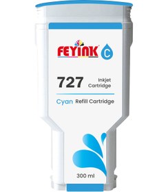 Resim FEYİNK ® HP 727 Cyan (C) Mürekkep Dolumlu Kartuş 300 ml Mavi 